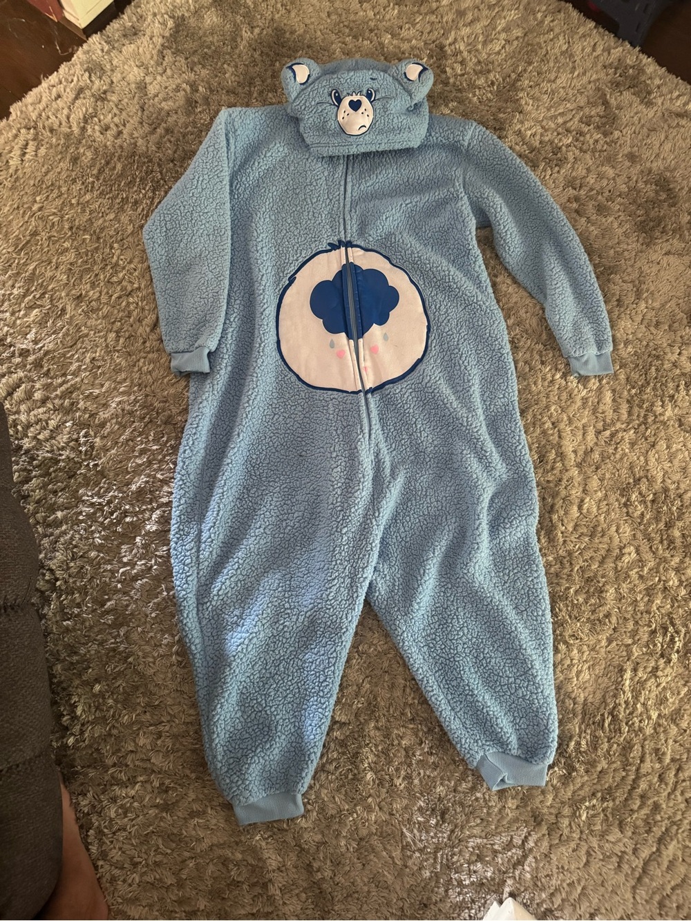 Carebear Fuzzy Kids One-Piece with Bear Hood